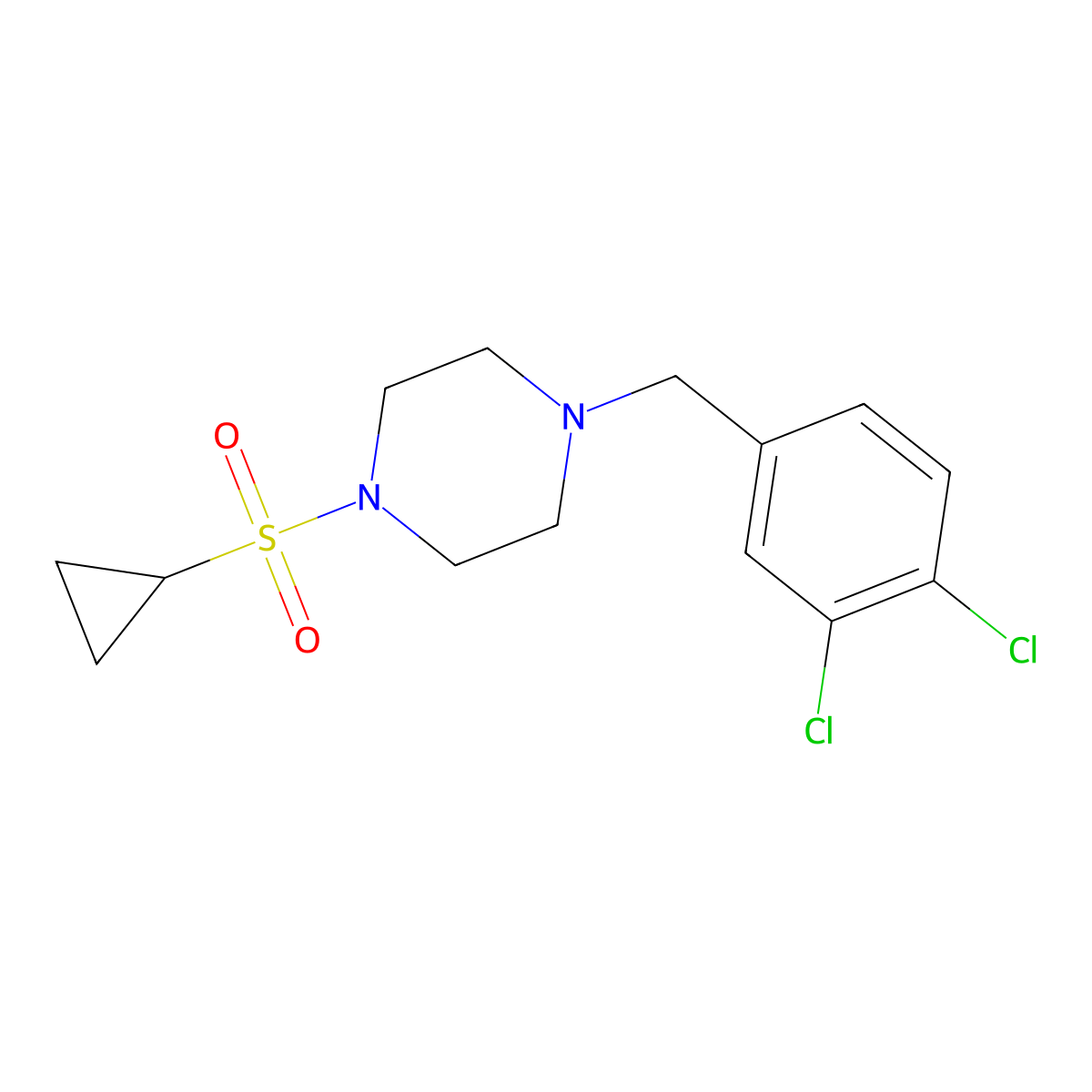 1-(Cyclopropanesulfonyl)-4-[(3,4-dichlorophenyl)methyl]piperazine molecular structure, CAS 2877645-99-1