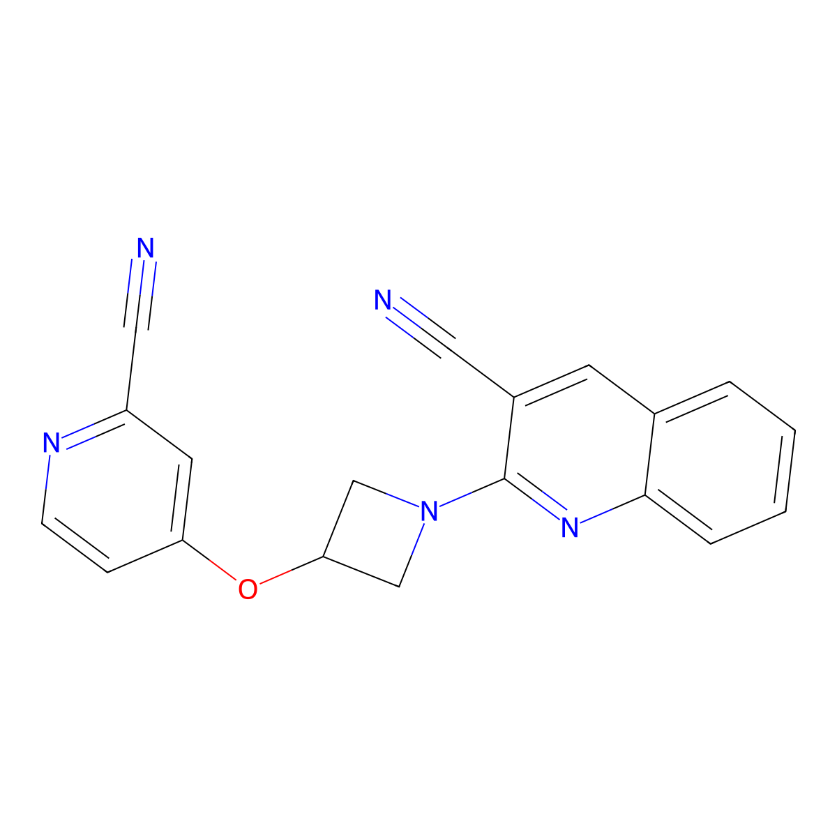 2-{3-[(2-Cyanopyridin-4-yl)oxy]azetidin-1-yl}quinoline-3-carbonitrile molecular structure, CAS 2877646-03-0