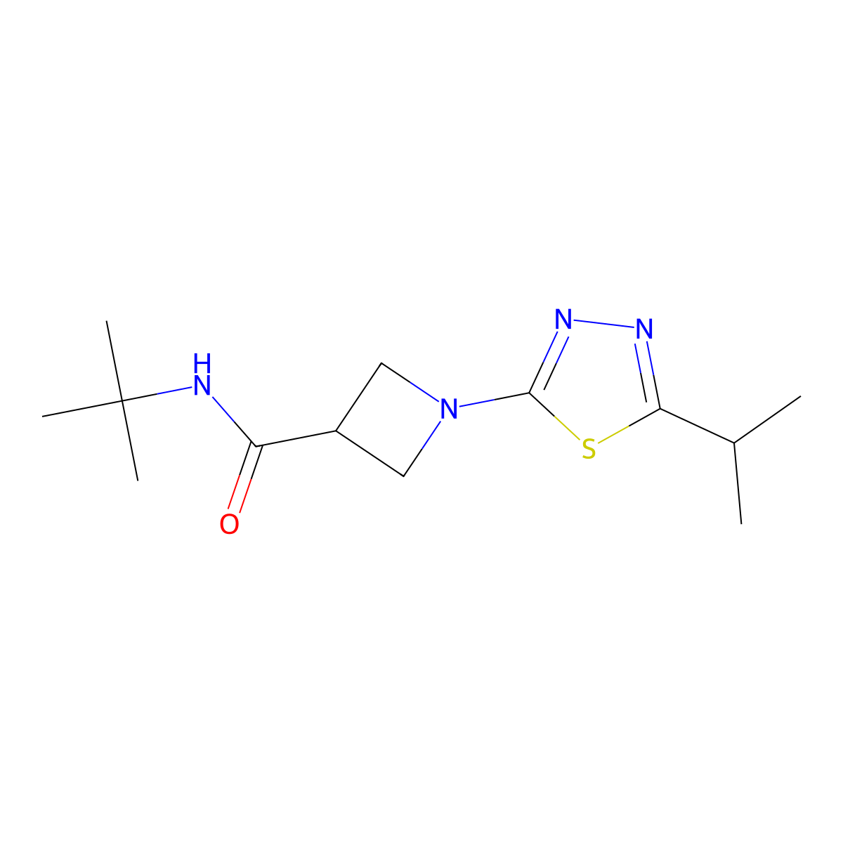 N-tert-butyl-1-[5-(propan-2-yl)-1,3,4-thiadiazol-2-yl]azetidine-3-carboxamide molecular structure, CAS 2877646-07-4