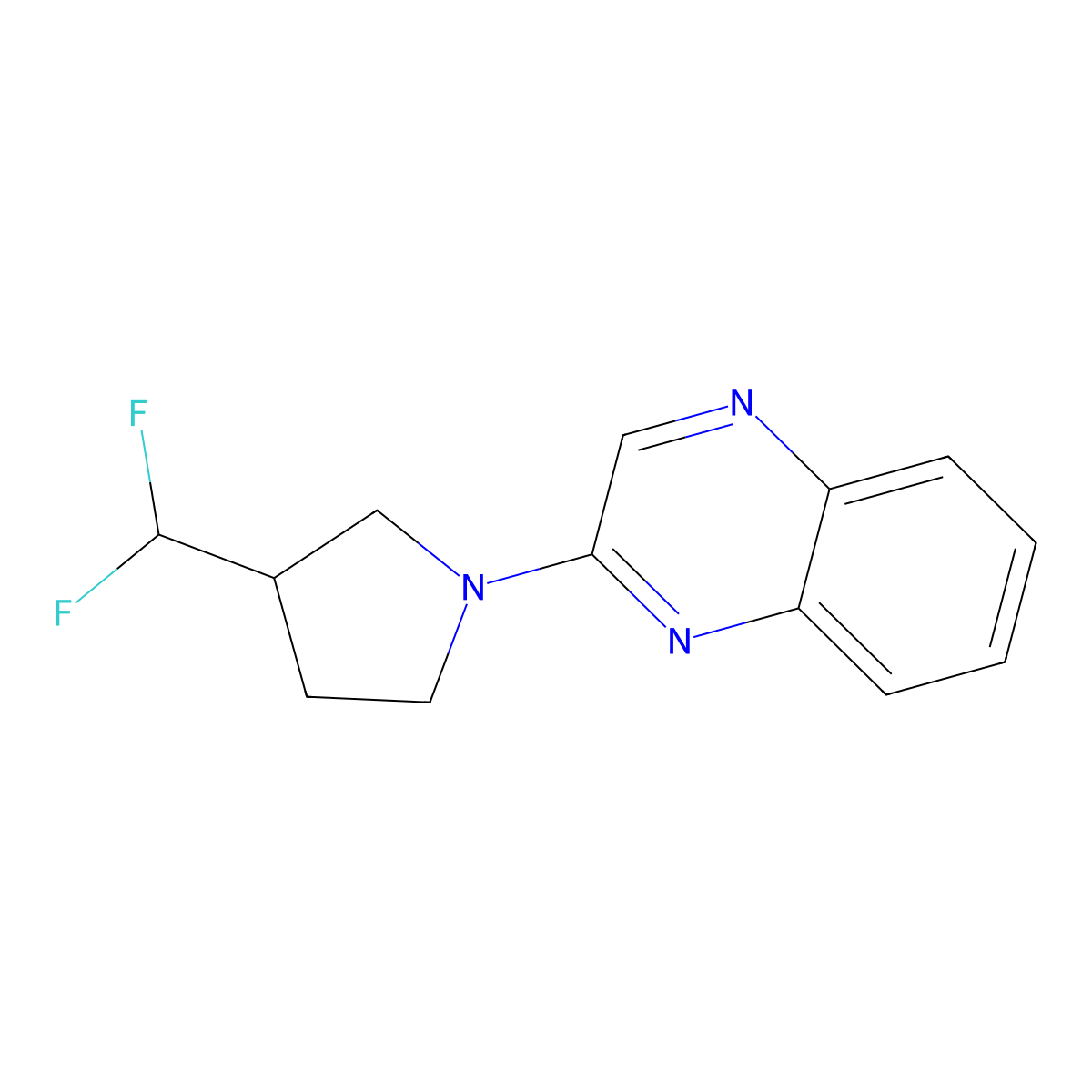 2-[3-(Difluoromethyl)pyrrolidin-1-yl]quinoxaline molecular structure, CAS 2877646-10-9