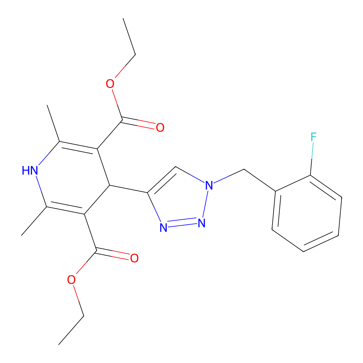 3,5-diethyl 4-{1-[(2-fluorophenyl)methyl]-1H-1,2,3-triazol-4-yl}-2,6-dimethyl-1,4-dihydropyridine-3,5-dicarboxylate molecular structure, CAS 2877646-13-2