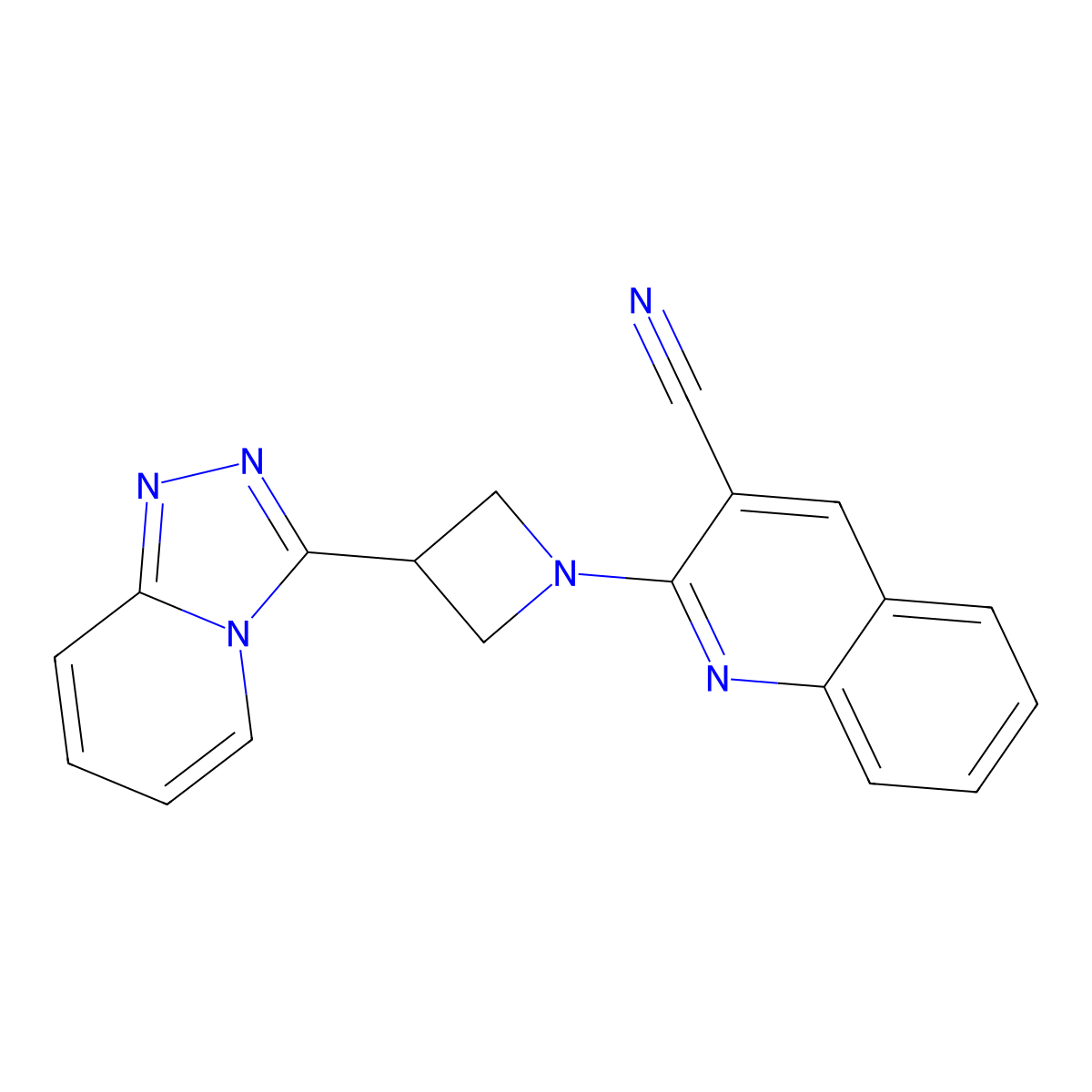 2-(3-{[1,2,4]Triazolo[4,3-a]pyridin-3-yl}azetidin-1-yl)quinoline-3-carbonitrile molecular structure, CAS 2877646-15-4