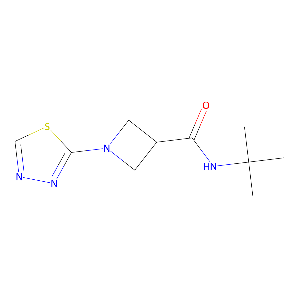 N-tert-butyl-1-(1,3,4-thiadiazol-2-yl)azetidine-3-carboxamide molecular structure, CAS 2877646-17-6