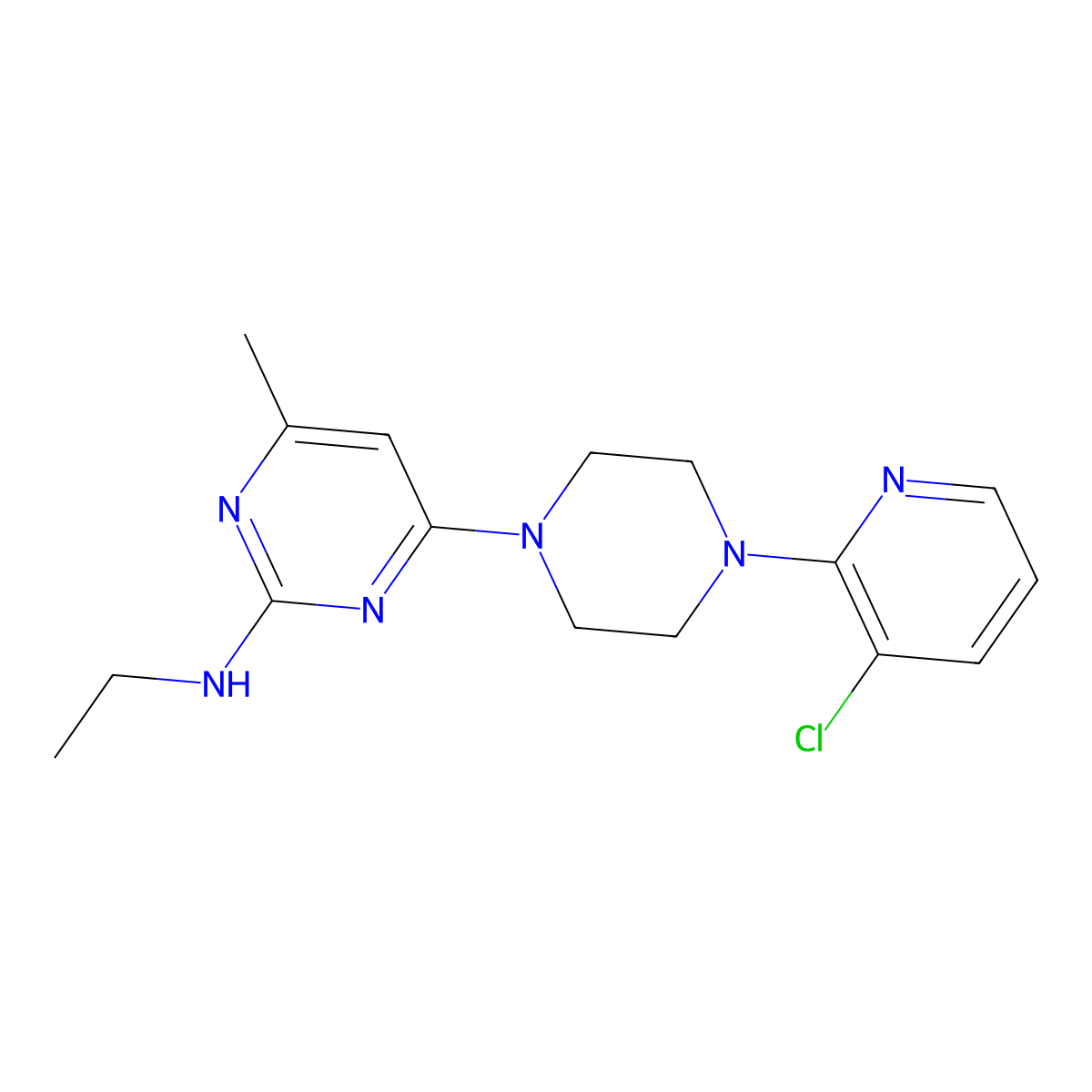 4-[4-(3-chloropyridin-2-yl)piperazin-1-yl]-N-ethyl-6-methylpyrimidin-2-amine molecular structure, CAS 2877646-20-1