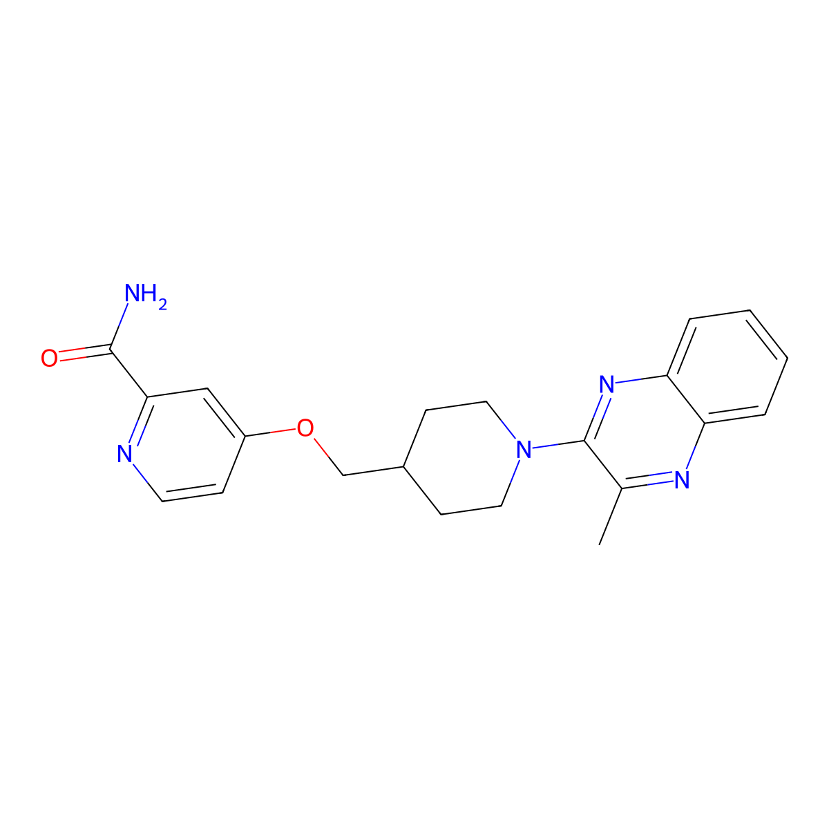 4-{[1-(3-Methylquinoxalin-2-yl)piperidin-4-yl]methoxy}pyridine-2-carboxamide molecular structure, CAS 2877646-25-6
