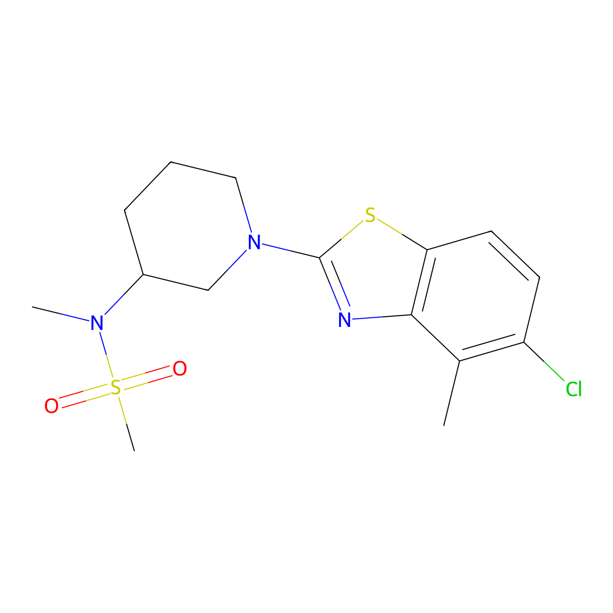 N-[1-(5-chloro-4-methyl-1,3-benzothiazol-2-yl)piperidin-3-yl]-N-methylmethanesulfonamide molecular structure, CAS 2877646-27-8