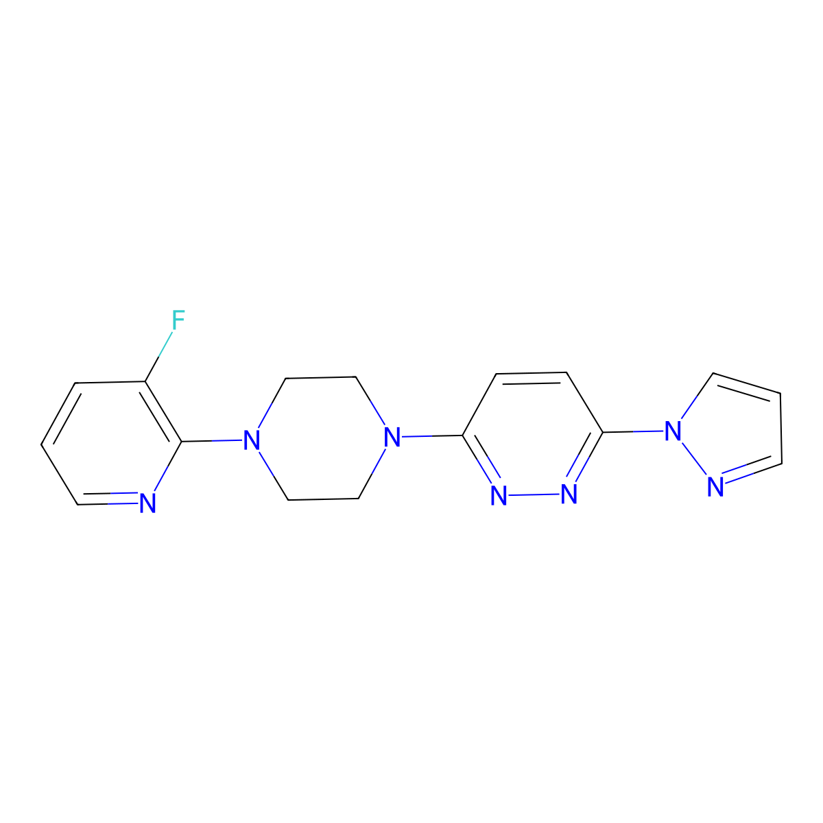 3-[4-(3-fluoropyridin-2-yl)piperazin-1-yl]-6-(1H-pyrazol-1-yl)pyridazine molecular structure, CAS 2877646-28-9