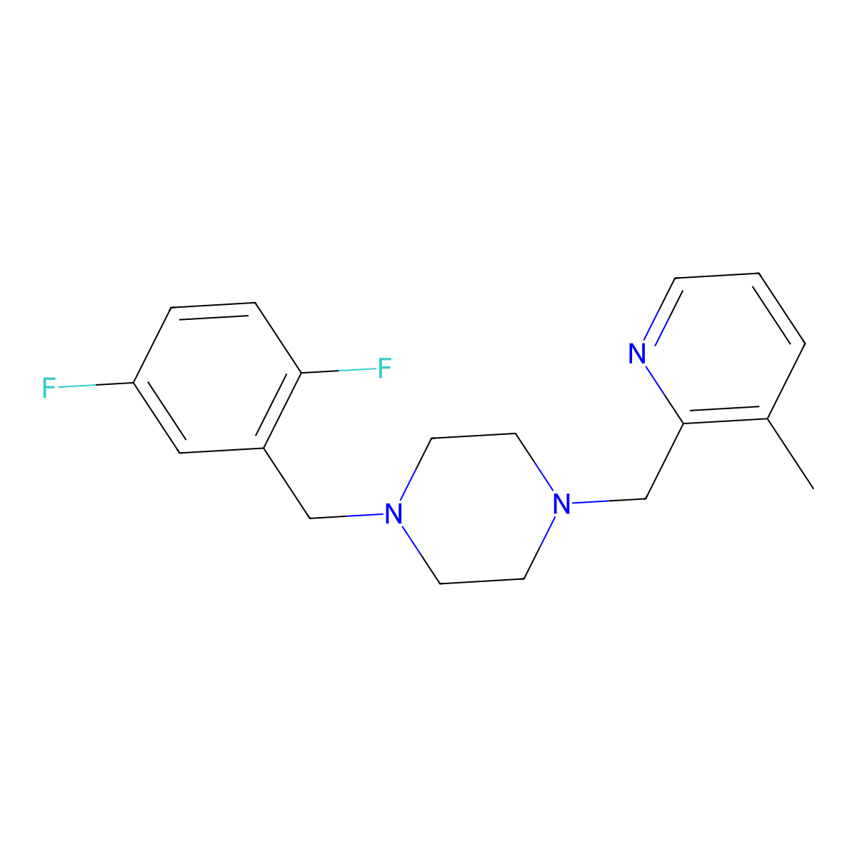 1-[(2,5-Difluorophenyl)methyl]-4-[(3-methylpyridin-2-yl)methyl]piperazine molecular structure, CAS 2877646-30-3