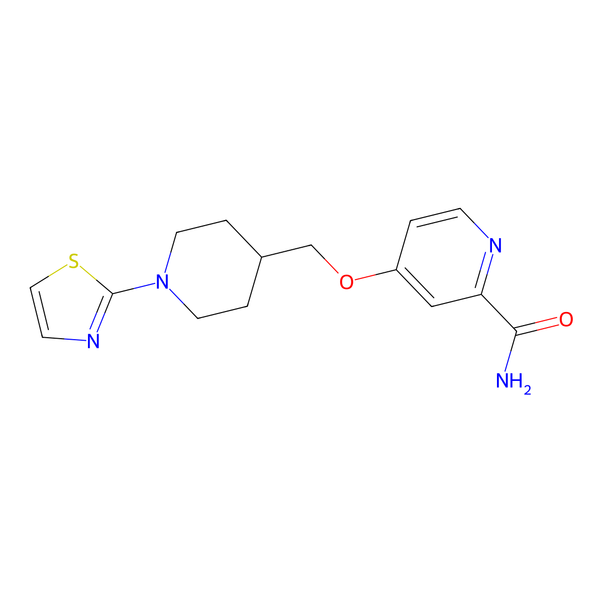 4-{[1-(1,3-Thiazol-2-yl)piperidin-4-yl]methoxy}pyridine-2-carboxamide molecular structure, CAS 2877646-36-9