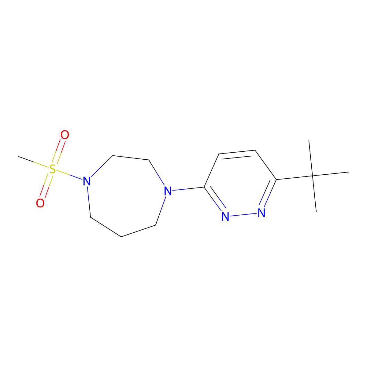 1-(6-Tert-butylpyridazin-3-yl)-4-methanesulfonyl-1,4-diazepane molecular structure, CAS 2877646-37-0
