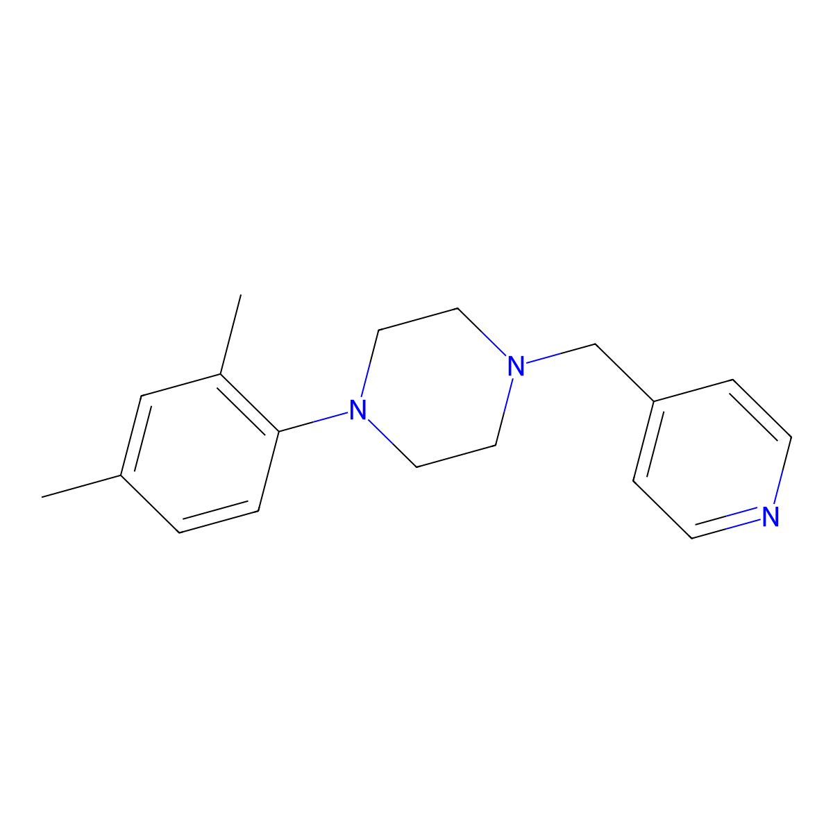 1-(2,4-Dimethylphenyl)-4-[(pyridin-4-yl)methyl]piperazine molecular structure, CAS 2877646-38-1