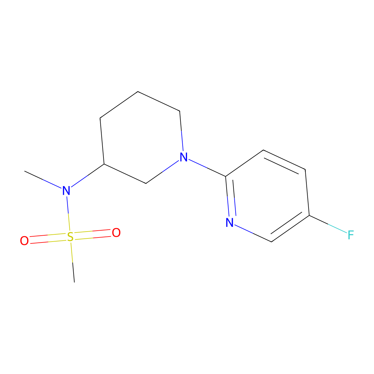 N-[1-(5-fluoropyridin-2-yl)piperidin-3-yl]-N-methylmethanesulfonamide molecular structure, CAS 2877646-48-3