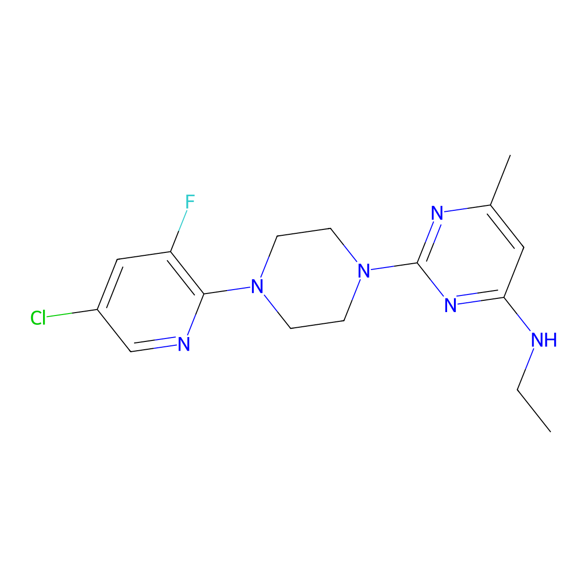 2-[4-(5-chloro-3-fluoropyridin-2-yl)piperazin-1-yl]-N-ethyl-6-methylpyrimidin-4-amine molecular structure, CAS 2877646-51-8