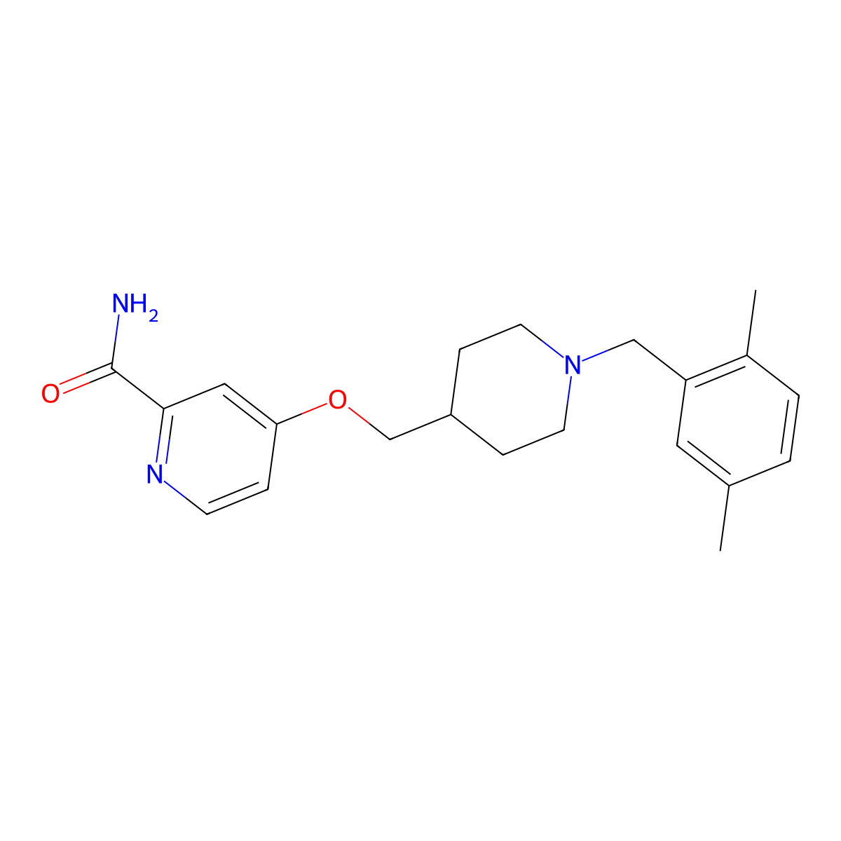 4-({1-[(2,5-Dimethylphenyl)methyl]piperidin-4-yl}methoxy)pyridine-2-carboxamide molecular structure, CAS 2877646-59-6
