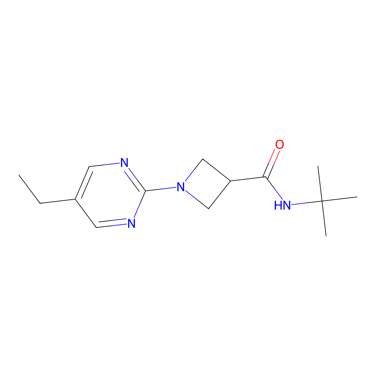 N-tert-butyl-1-(5-ethylpyrimidin-2-yl)azetidine-3-carboxamide molecular structure, CAS 2877646-63-2