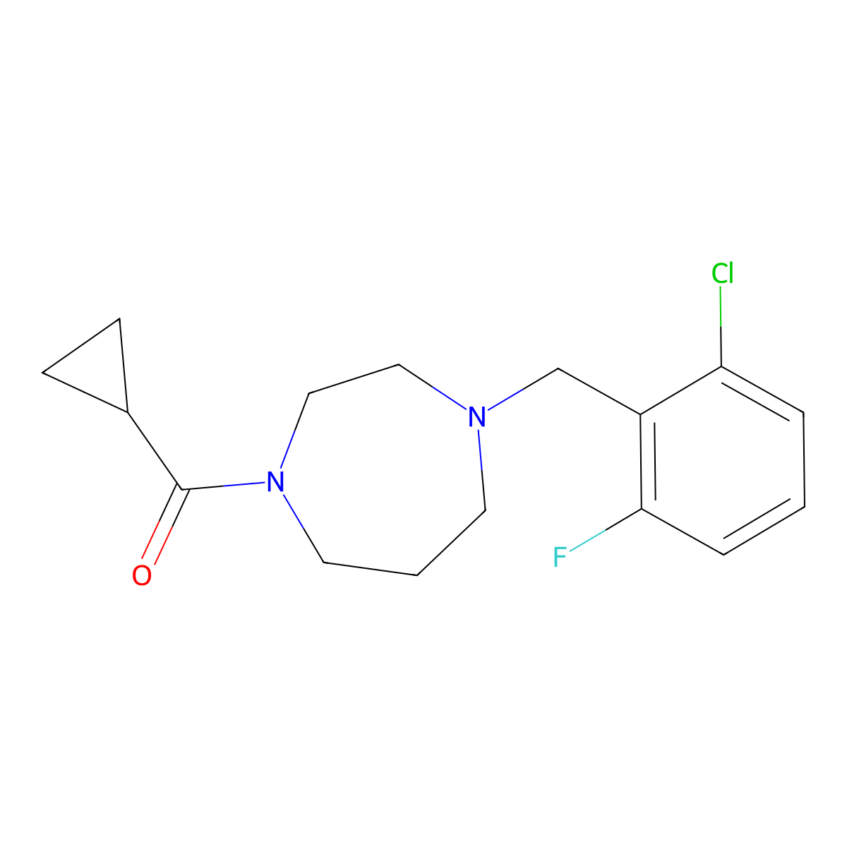 1-[(2-Chloro-6-fluorophenyl)methyl]-4-cyclopropanecarbonyl-1,4-diazepane molecular structure, CAS 2877646-65-4