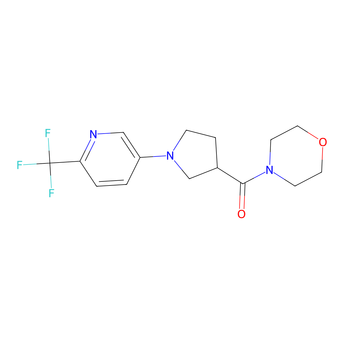 4-{1-[6-(Trifluoromethyl)pyridin-3-yl]pyrrolidine-3-carbonyl}morpholine molecular structure, CAS 2877646-68-7