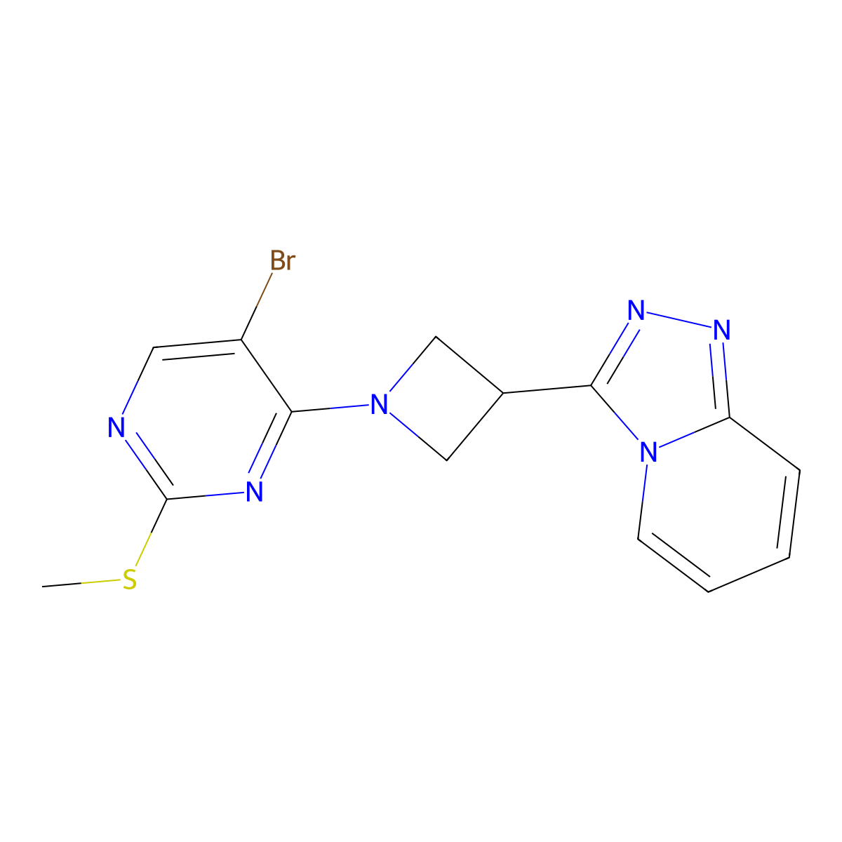 5-Bromo-2-(methylsulfanyl)-4-(3-{[1,2,4]triazolo[4,3-a]pyridin-3-yl}azetidin-1-yl)pyrimidine molecular structure, CAS 2877646-77-8