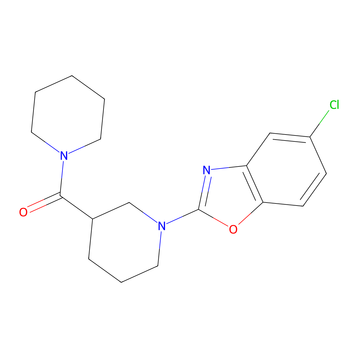 5-Chloro-2-[3-(piperidine-1-carbonyl)piperidin-1-yl]-1,3-benzoxazole molecular structure, CAS 2877646-81-4