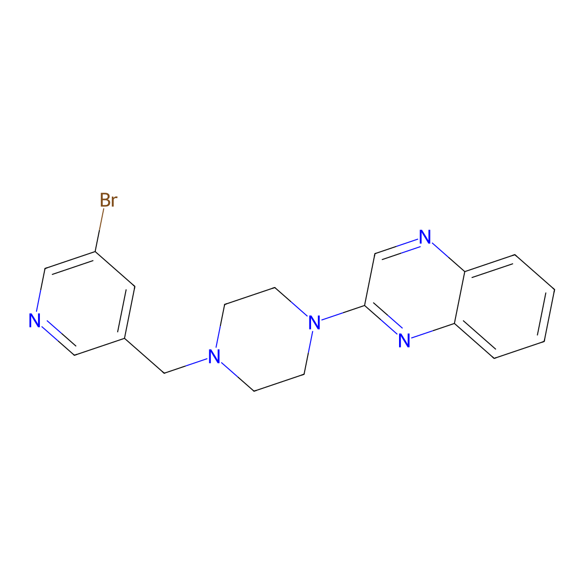 2-{4-[(5-Bromopyridin-3-yl)methyl]piperazin-1-yl}quinoxaline molecular structure, CAS 2877646-83-6