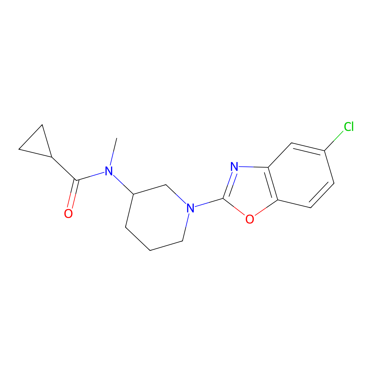 N-[1-(5-chloro-1,3-benzoxazol-2-yl)piperidin-3-yl]-N-methylcyclopropanecarboxamide molecular structure, CAS 2877646-94-9