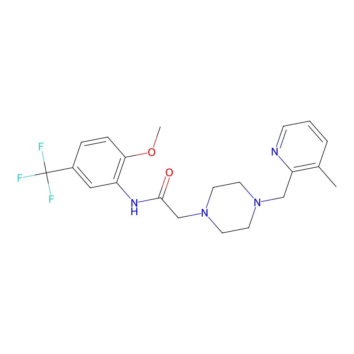 N-[2-methoxy-5-(trifluoromethyl)phenyl]-2-{4-[(3-methylpyridin-2-yl)methyl]piperazin-1-yl}acetamide molecular structure, CAS 2877647-00-0