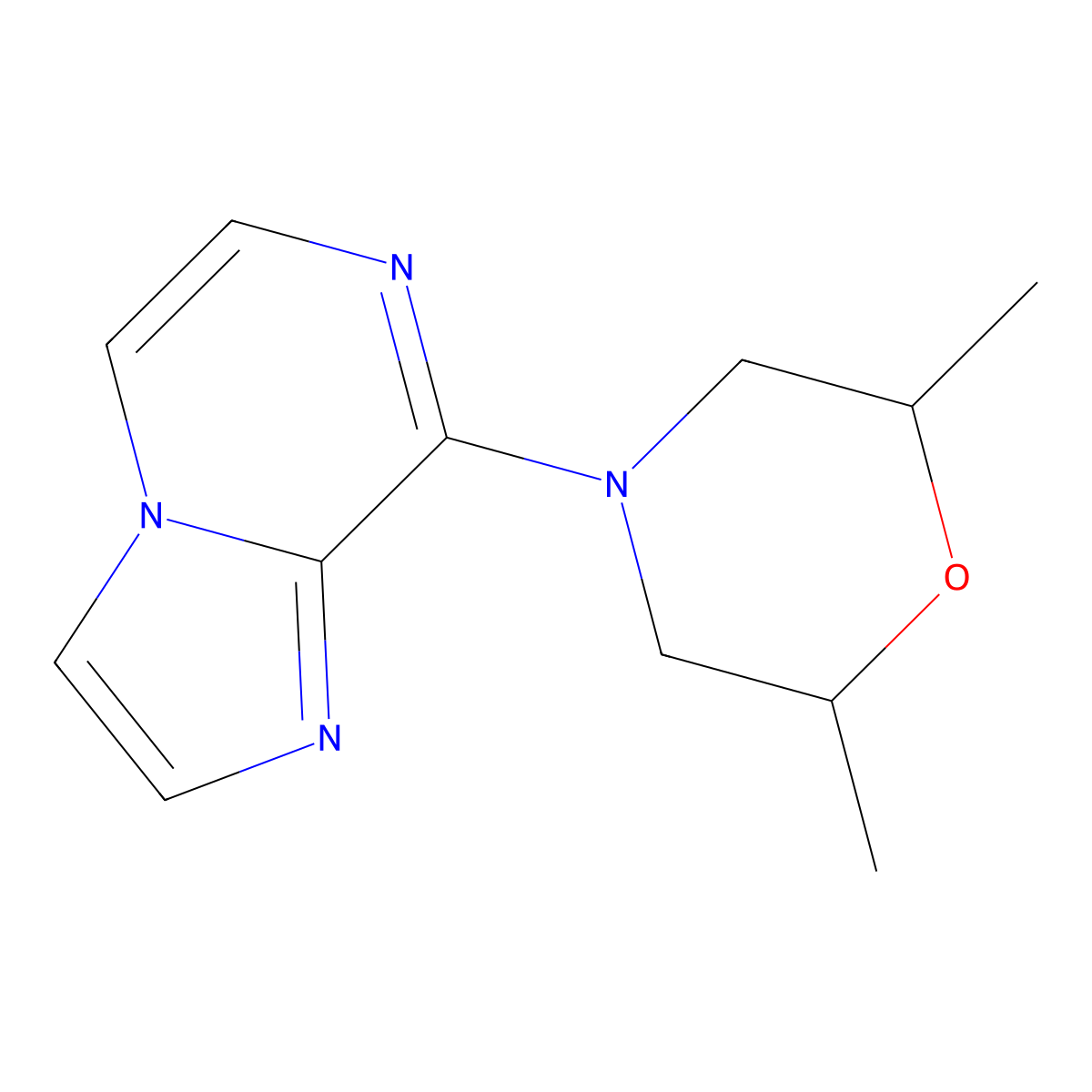 4-{Imidazo[1,2-a]pyrazin-8-yl}-2,6-dimethylmorpholine molecular structure, CAS 2877647-06-6
