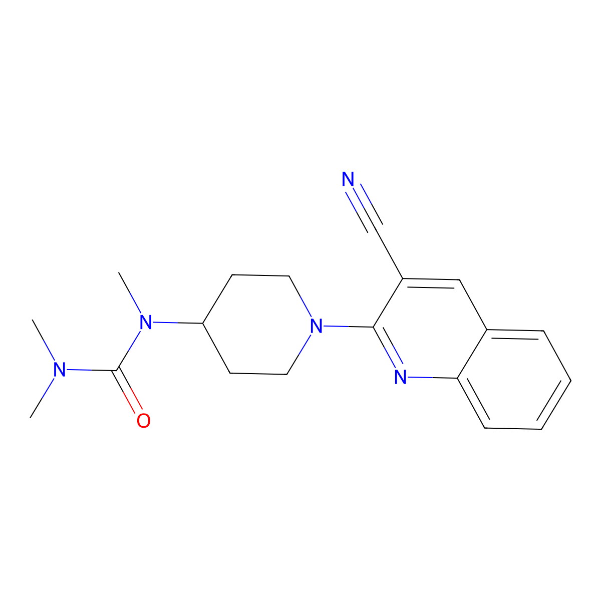 1-[1-(3-Cyanoquinolin-2-yl)piperidin-4-yl]-1,3,3-trimethylurea molecular structure, CAS 2877647-07-7