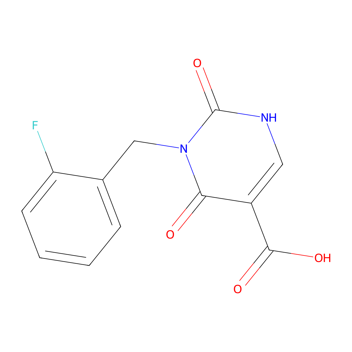 3-[(2-Fluorophenyl)methyl]-2,4-dioxo-1,2,3,4-tetrahydropyrimidine-5-carboxylic acid molecular structure, CAS 2877647-09-9