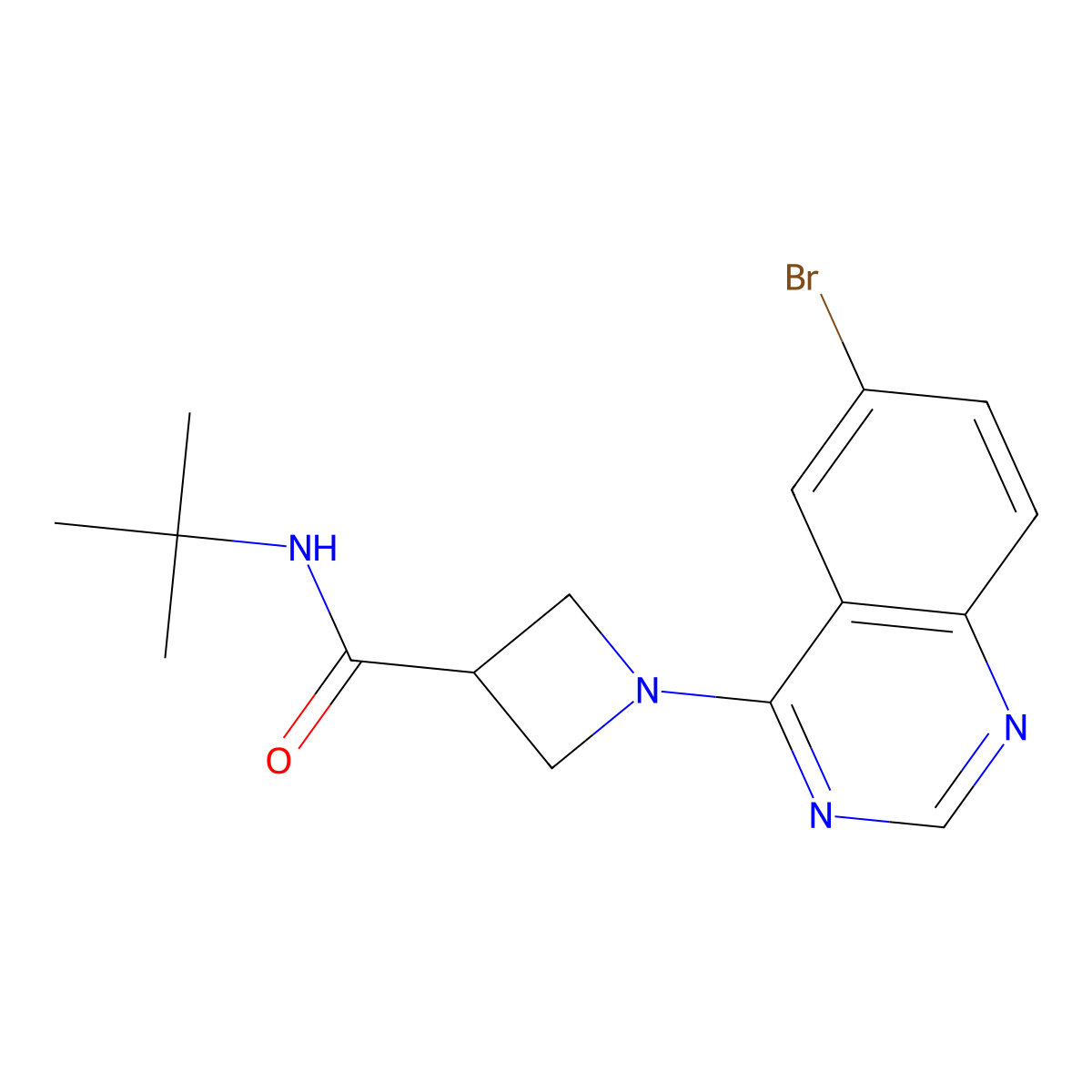 1-(6-bromoquinazolin-4-yl)-N-tert-butylazetidine-3-carboxamide molecular structure, CAS 2877647-14-6