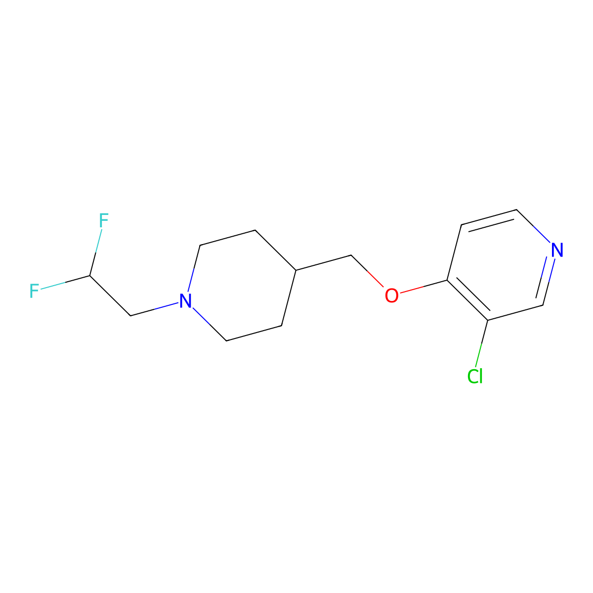 3-Chloro-4-{[1-(2,2-difluoroethyl)piperidin-4-yl]methoxy}pyridine molecular structure, CAS 2877647-16-8