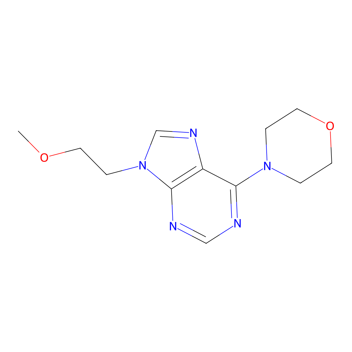 9-(2-methoxyethyl)-6-(morpholin-4-yl)-9H-purine molecular structure, CAS 2877647-29-3