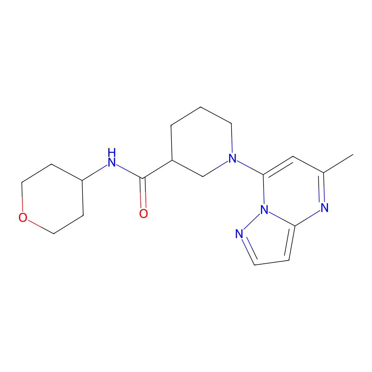 1-{5-methylpyrazolo[1,5-a]pyrimidin-7-yl}-N-(oxan-4-yl)piperidine-3-carboxamide molecular structure, CAS 2877647-37-3