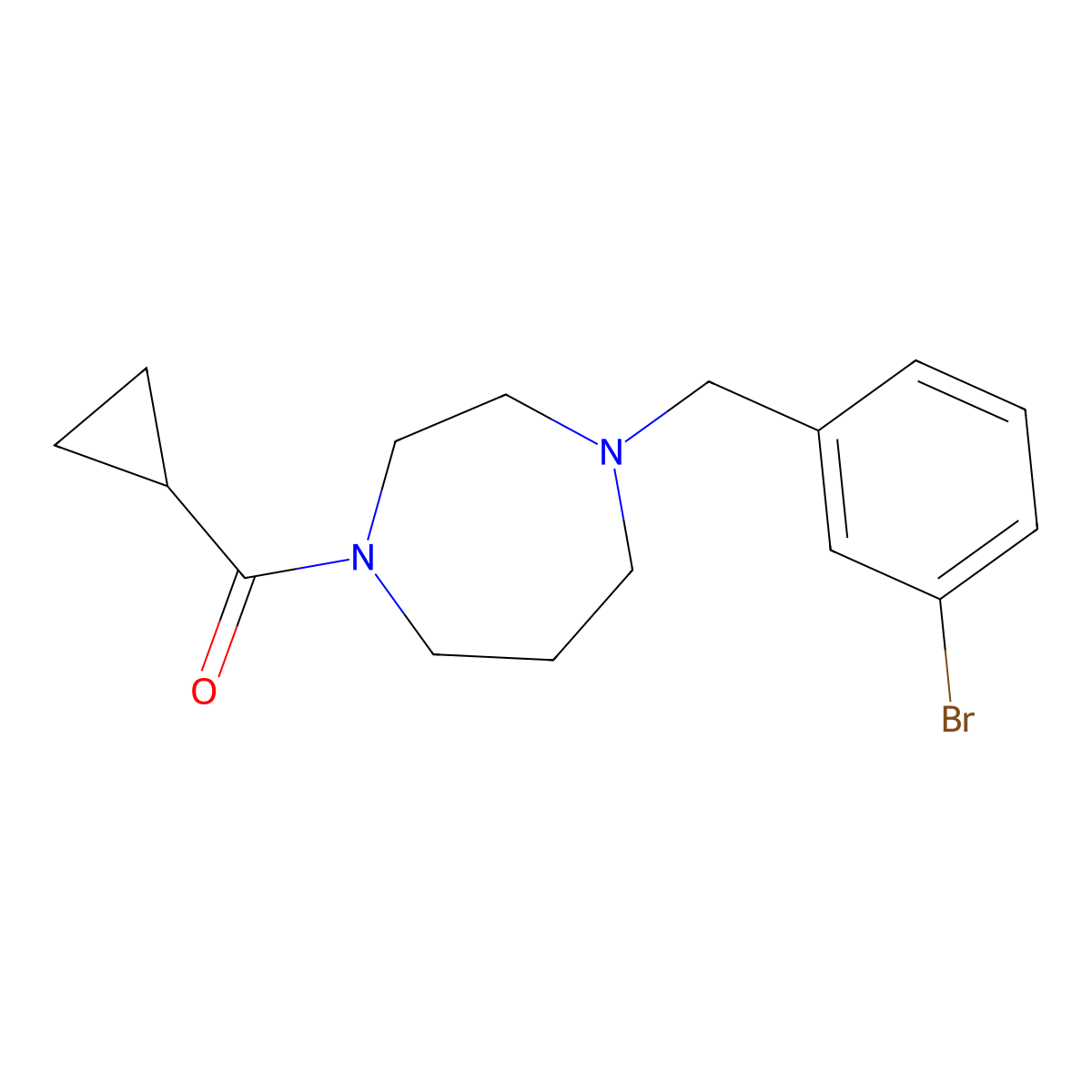 1-[(3-Bromophenyl)methyl]-4-cyclopropanecarbonyl-1,4-diazepane molecular structure, CAS 2877647-45-3