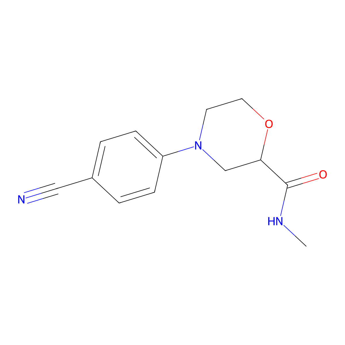 4-(4-cyanophenyl)-N-methylmorpholine-2-carboxamide molecular structure, CAS 2877647-47-5