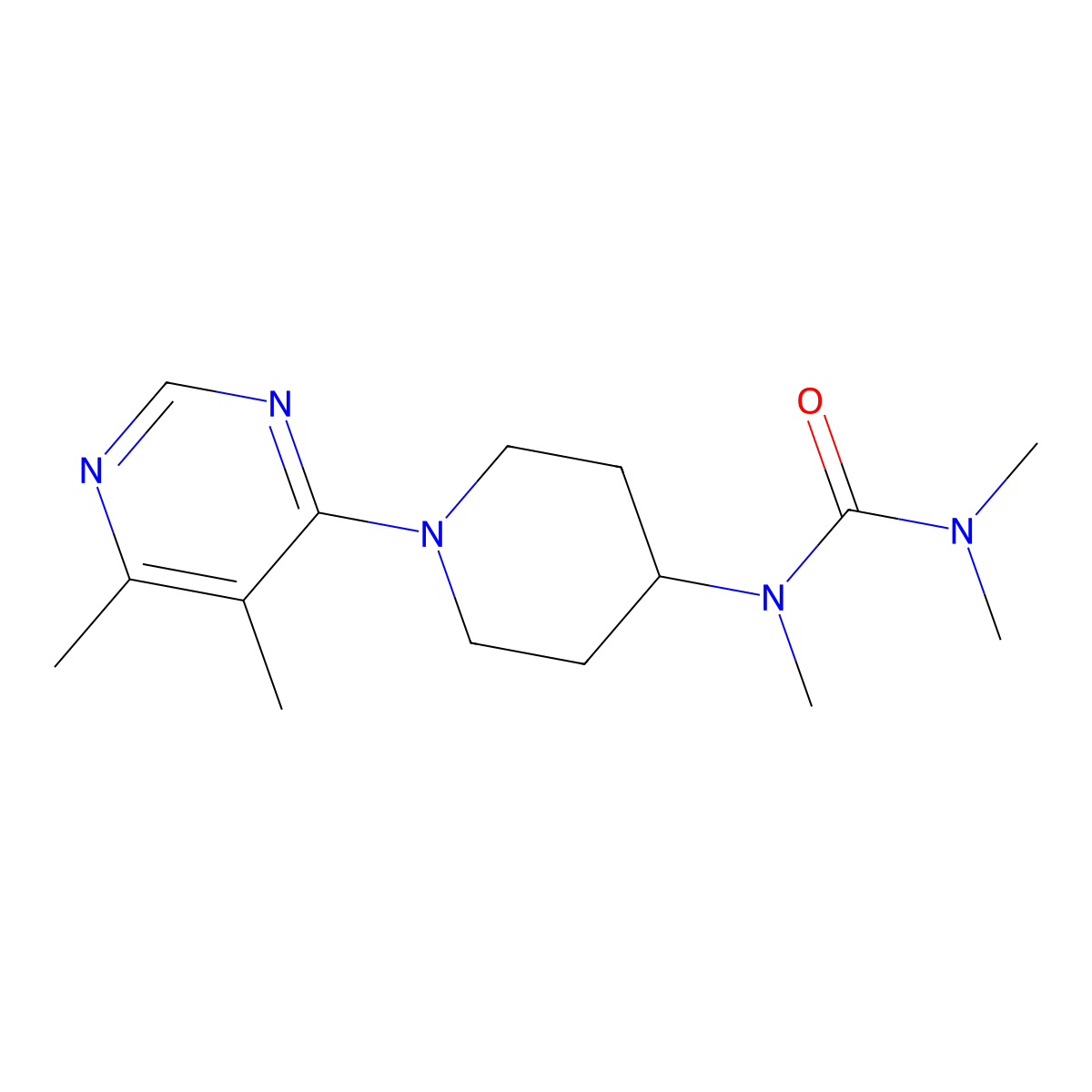 1-[1-(5,6-Dimethylpyrimidin-4-yl)piperidin-4-yl]-1,3,3-trimethylurea molecular structure, CAS 2877647-48-6