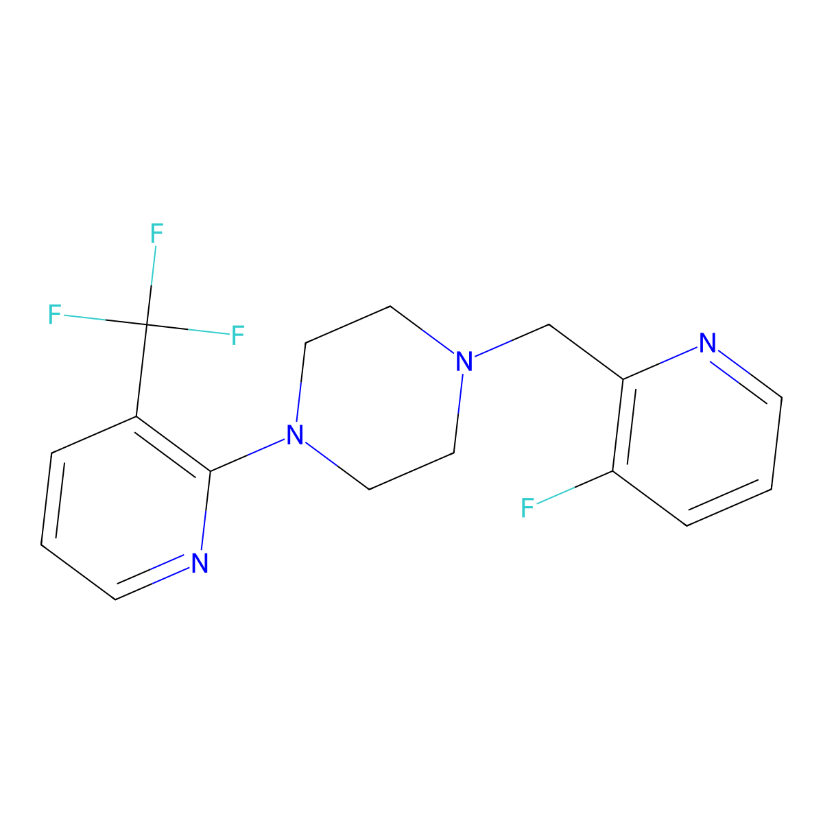 1-[(3-Fluoropyridin-2-yl)methyl]-4-[3-(trifluoromethyl)pyridin-2-yl]piperazine molecular structure, CAS 2877647-55-5