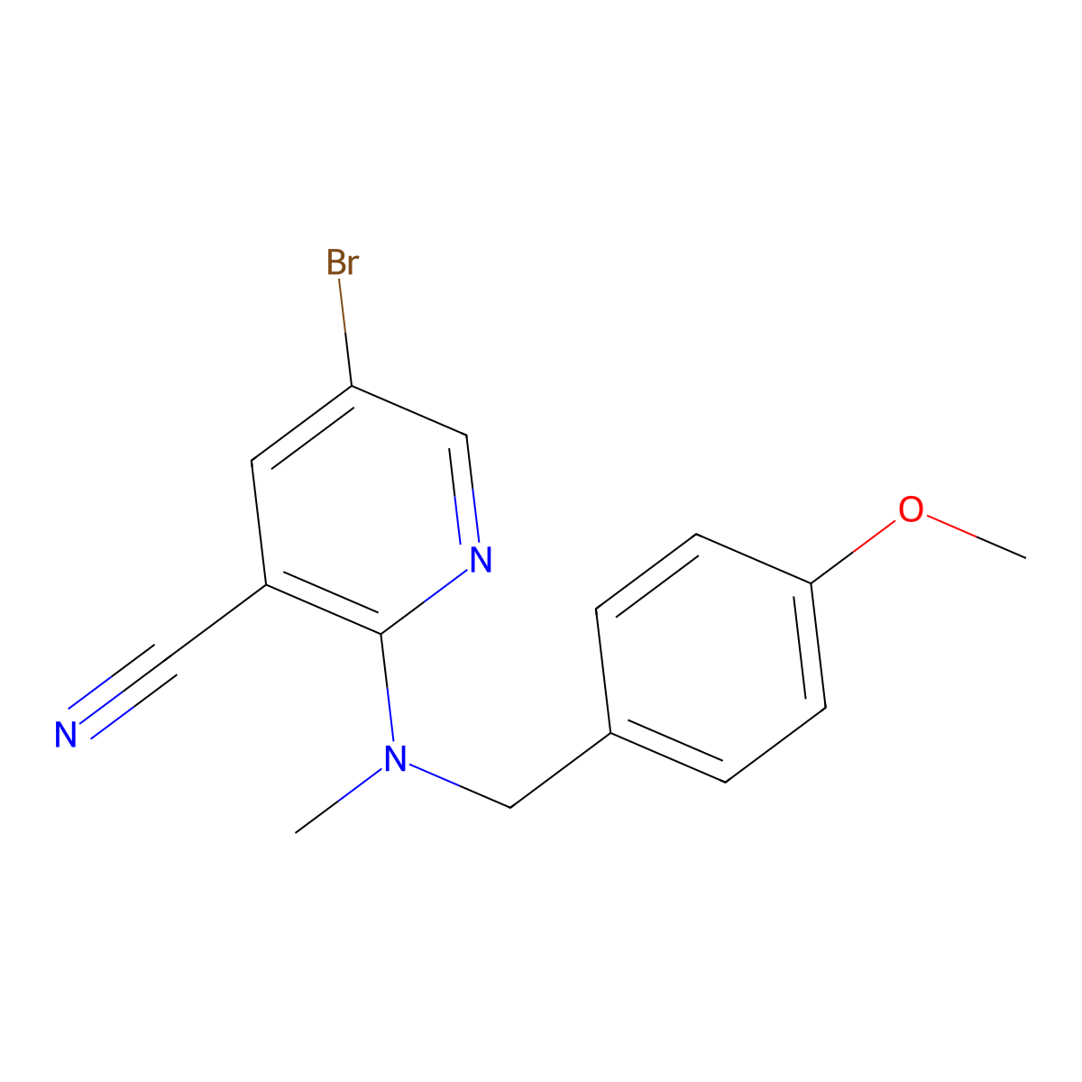 5-Bromo-2-{[(4-methoxyphenyl)methyl](methyl)amino}pyridine-3-carbonitrile molecular structure, CAS 2877647-56-6
