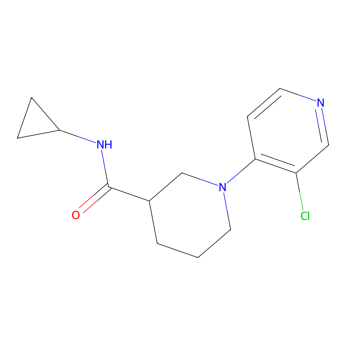 1-(3-chloropyridin-4-yl)-N-cyclopropylpiperidine-3-carboxamide molecular structure, CAS 2877647-57-7