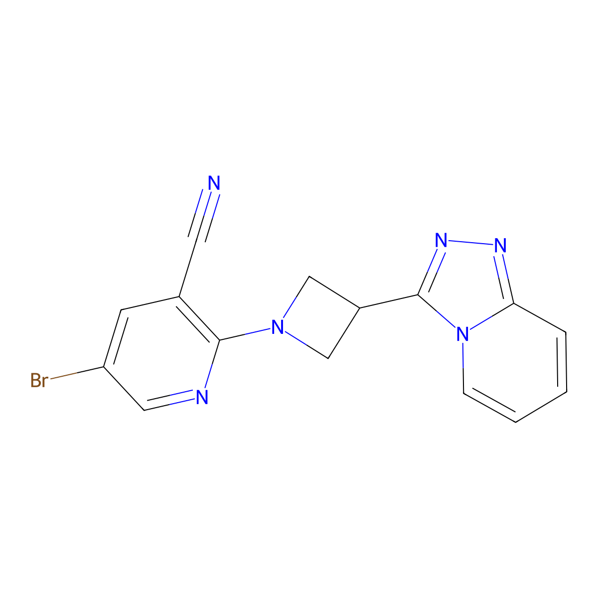 5-Bromo-2-(3-{[1,2,4]triazolo[4,3-a]pyridin-3-yl}azetidin-1-yl)pyridine-3-carbonitrile molecular structure, CAS 2877647-63-5