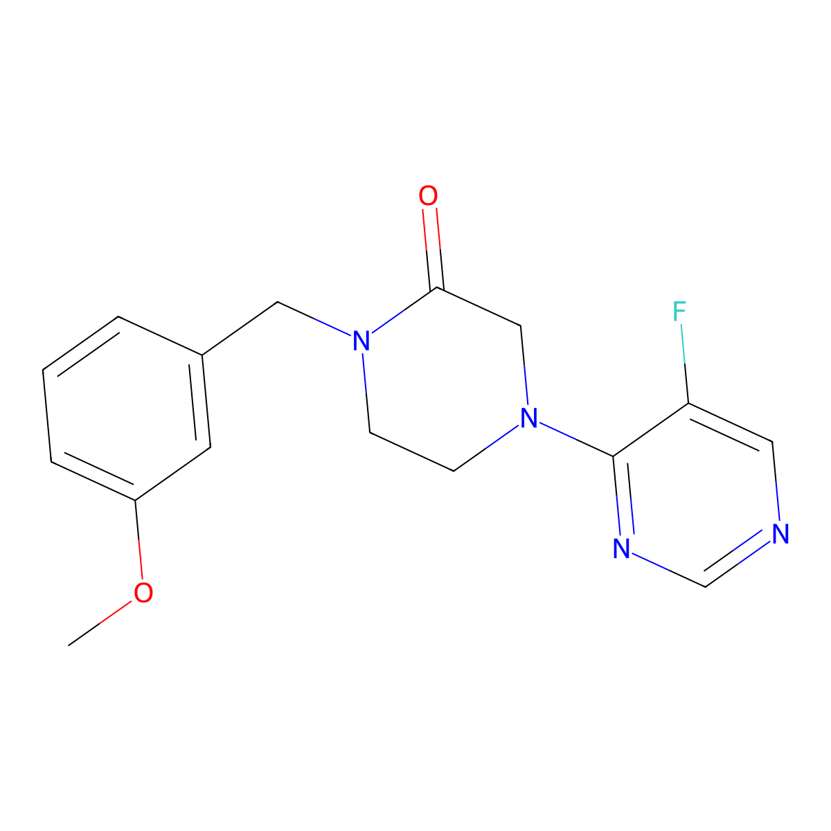 4-(5-Fluoropyrimidin-4-yl)-1-[(3-methoxyphenyl)methyl]piperazin-2-one molecular structure, CAS 2877647-68-0