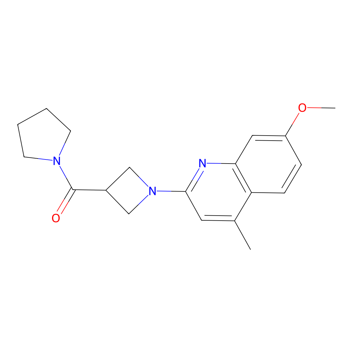 7-Methoxy-4-methyl-2-[3-(pyrrolidine-1-carbonyl)azetidin-1-yl]quinoline molecular structure, CAS 2877647-82-8