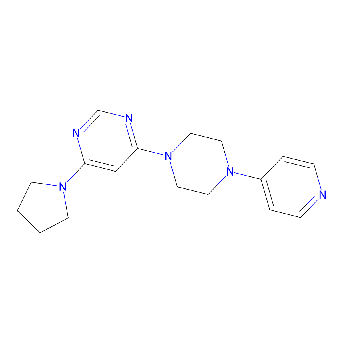 4-[4-(Pyridin-4-yl)piperazin-1-yl]-6-(pyrrolidin-1-yl)pyrimidine molecular structure, CAS 2877647-86-2