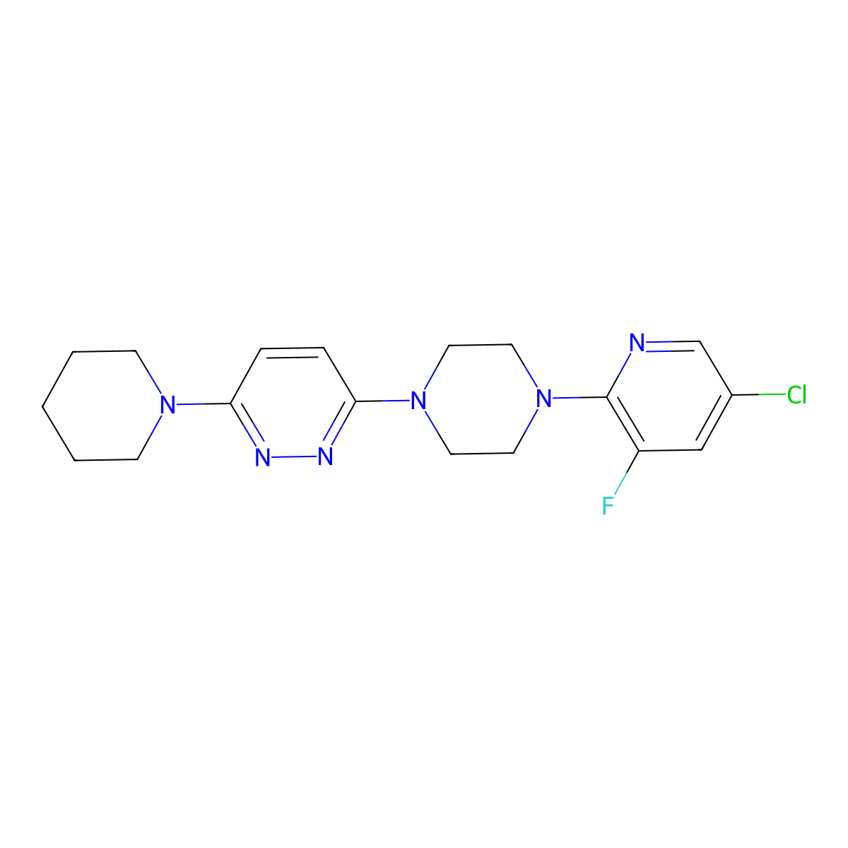 3-[4-(5-Chloro-3-fluoropyridin-2-yl)piperazin-1-yl]-6-(piperidin-1-yl)pyridazine molecular structure, CAS 2877647-88-4