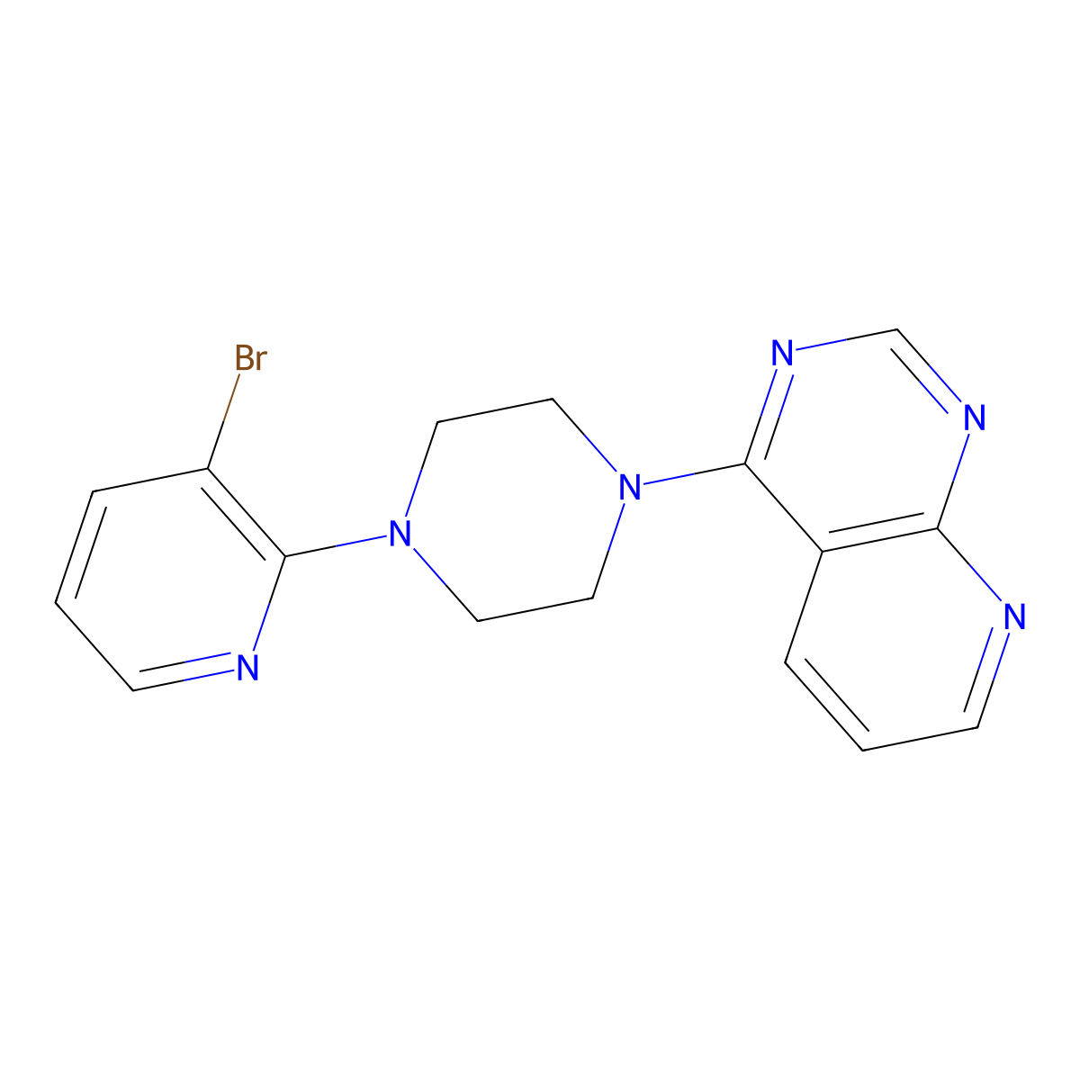 1-(3-Bromopyridin-2-yl)-4-{pyrido[2,3-d]pyrimidin-4-yl}piperazine molecular structure, CAS 2877647-94-2