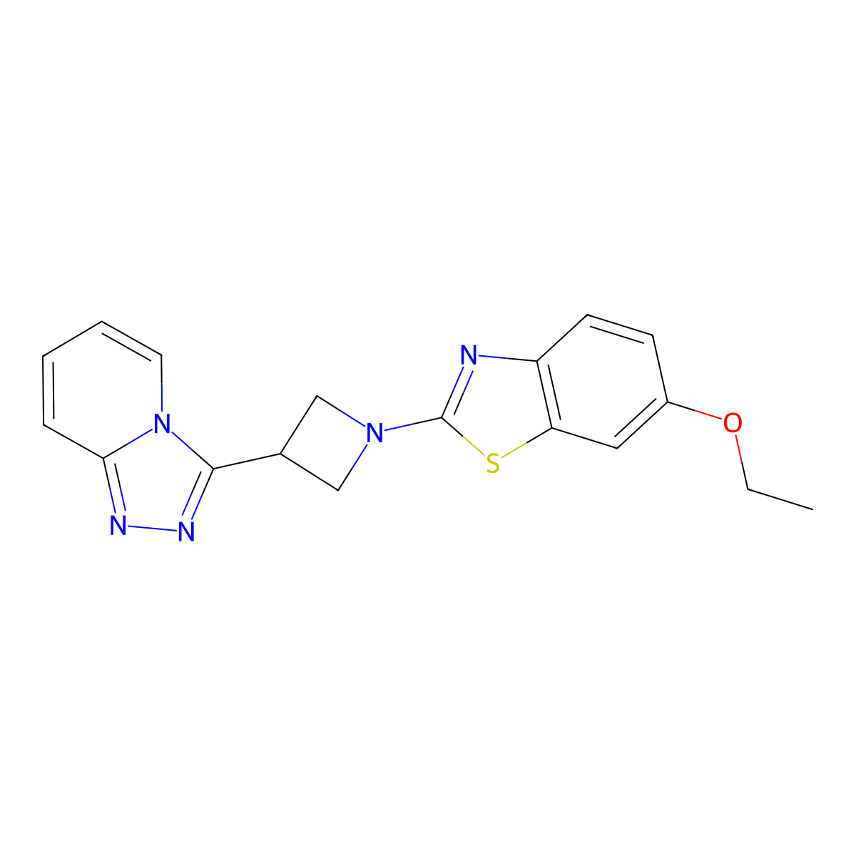 6-Ethoxy-2-(3-{[1,2,4]triazolo[4,3-a]pyridin-3-yl}azetidin-1-yl)-1,3-benzothiazole molecular structure, CAS 2877648-00-3