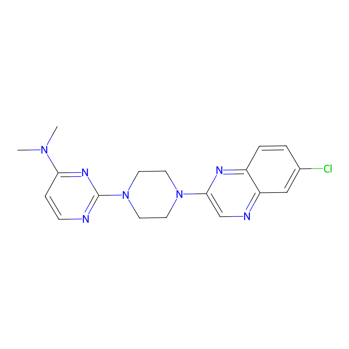 2-[4-(6-chloroquinoxalin-2-yl)piperazin-1-yl]-N,N-dimethylpyrimidin-4-amine molecular structure, CAS 2877648-01-4