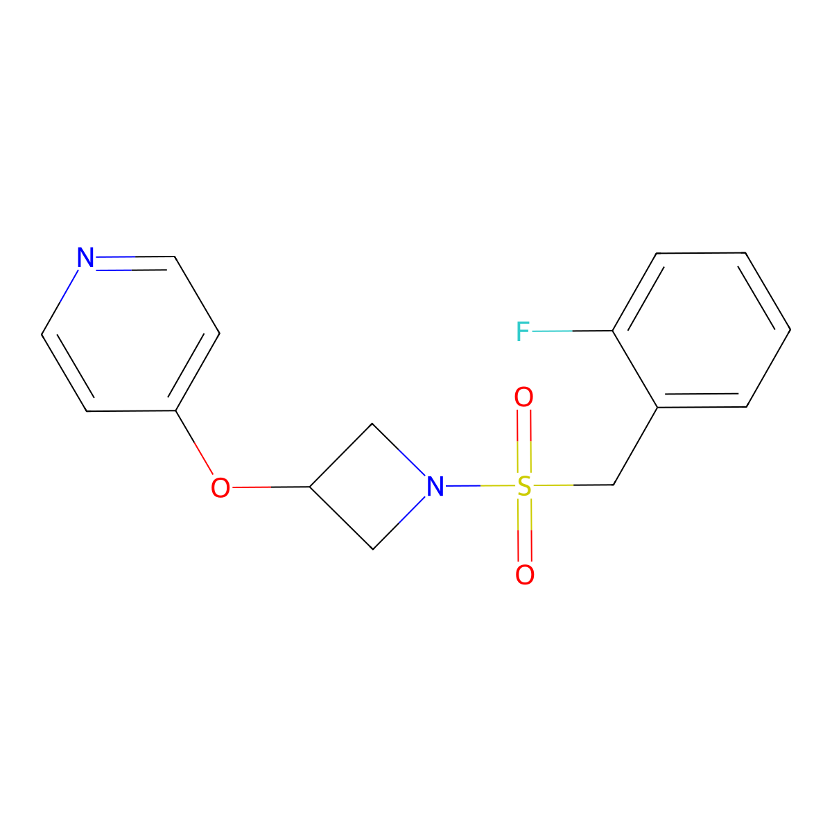 4-({1-[(2-Fluorophenyl)methanesulfonyl]azetidin-3-yl}oxy)pyridine molecular structure, CAS 2877648-03-6