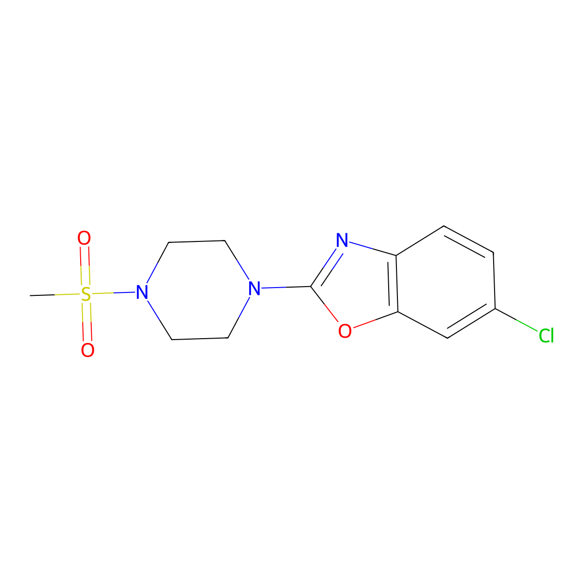6-Chloro-2-(4-methanesulfonylpiperazin-1-yl)-1,3-benzoxazole molecular structure, CAS 2877648-05-8