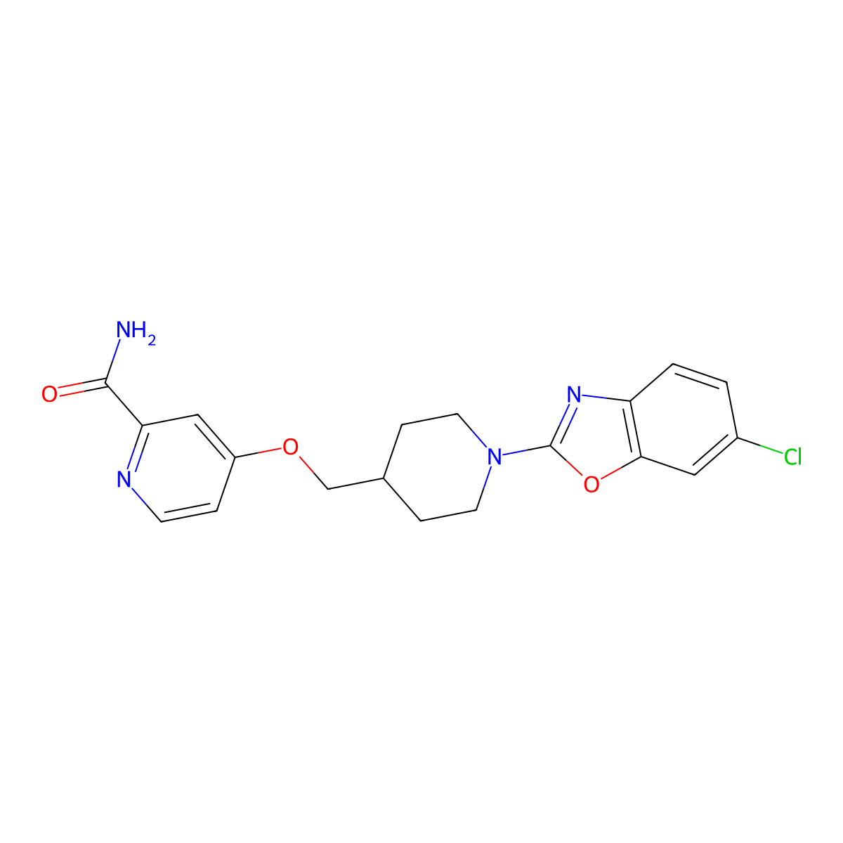 4-{[1-(6-Chloro-1,3-benzoxazol-2-yl)piperidin-4-yl]methoxy}pyridine-2-carboxamide molecular structure, CAS 2877648-11-6